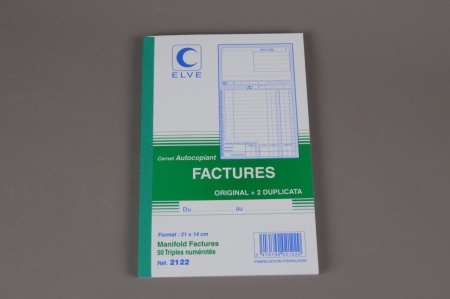 Carnet autocopiant de 50 factures