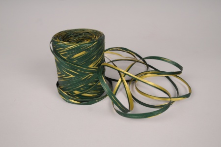 Bobine de raphia Noël vert et or 200m