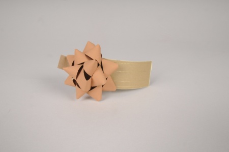 Boîte de 50 n?uds en papier beige orangé D7cm