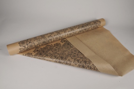 Rouleau de papier kraft broderie noire 80cmx40m