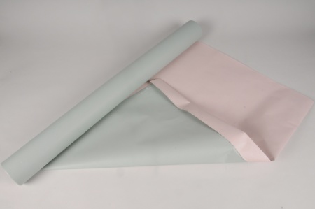 Rouleau de papier kraft vert d'eau  / rose 80cmx50m