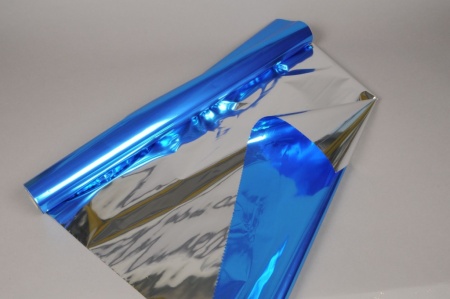 Rouleau de papier métallisé bleu 70cm x 50m