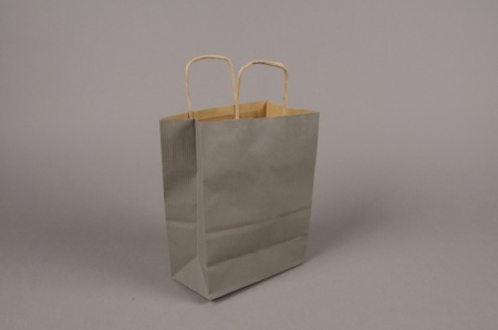 Paquet de 25 sacs kraft gris 16x8cm H21cm