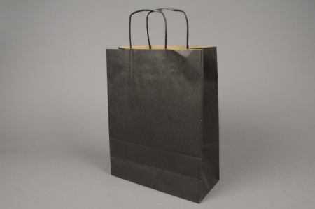 Paquet de 25 sacs kraft noir 26x12cm H36cm