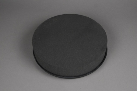 Coussin rond mousse florale noire D28cm