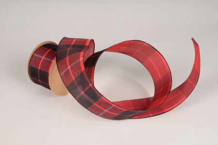 Ruban tissu écossais rouge et noir 63mm x 10m