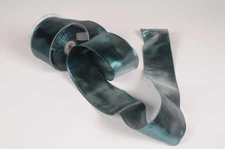 Ruban satin bleu métallisé 63mm x 20m