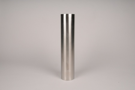 Bougeoir cylindre métal argent D7.5cm H35cm