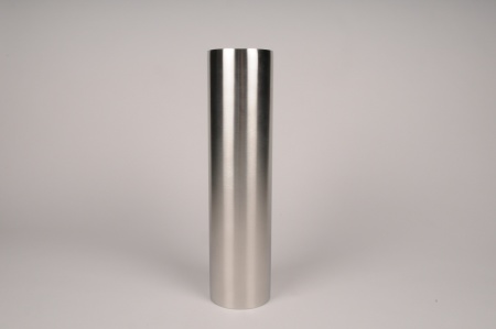 Bougeoir cylindre métal argent D8.5cm H35cm
