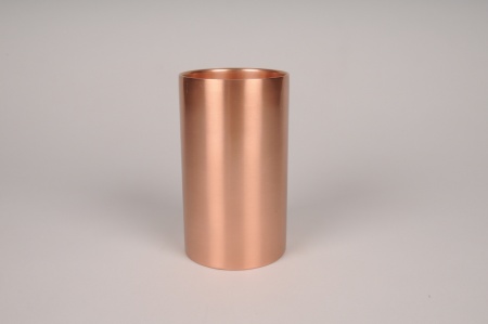 Bougeoir cylindre métal cuivre D8.5cm H15cm