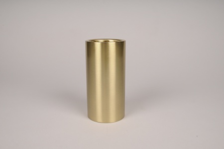 Bougeoir cylindre métal or D7.5cm H15cm