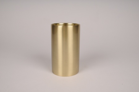 Bougeoir cylindre métal or D8.5cm H15cm