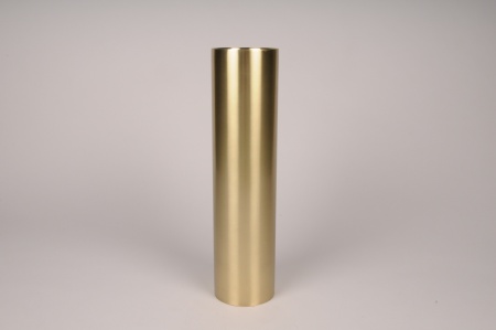 Bougeoir cylindre métal or D8.5cm H35cm