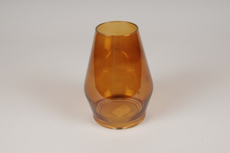 Photophore en verre ambre D11cm H16cm