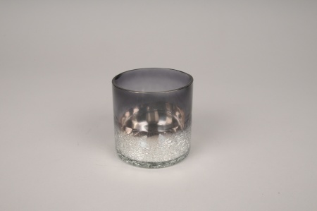 Photophore en verre gris D7.5cm H7.5cm