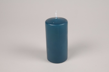 Boîte de 12 bougies cylindres bleu pétrole D6cm H12cm