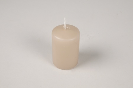 Boîte de 24 bougies cylindres taupe D4cm H6cm