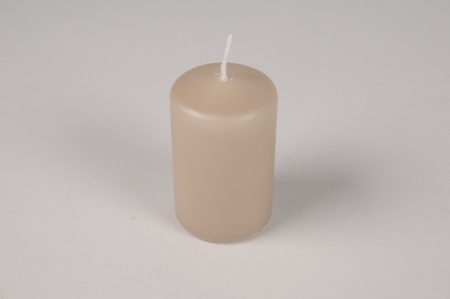 Boîte de 24 bougies cylindres taupe D5cm H8cm