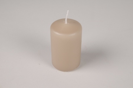 Boîte de 24 bougies cylindres taupe D5cm H8cm