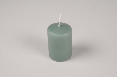 Boîte de 24 bougies cylindres vert d'eau D4cm H6cm