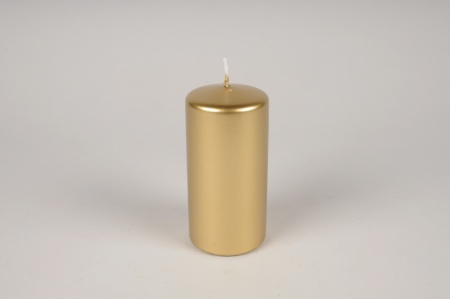 Boîte de 8 bougies cylindres or D6cm H12cm