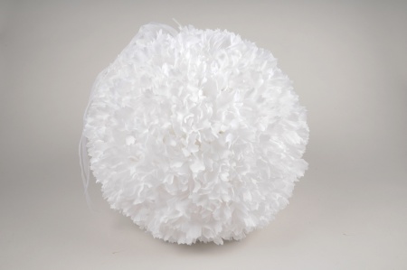 Boule de pétales de fleurs artificielles blanches D30cm
