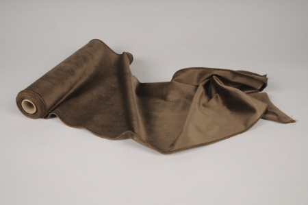 Chemin de table en velours marron 28cm x 3m