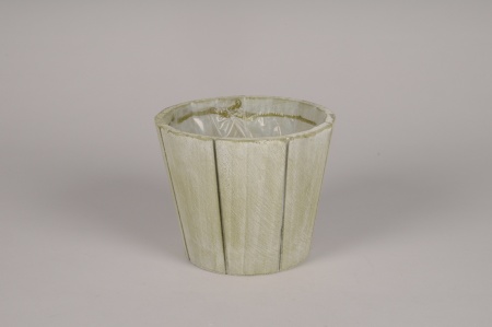 Cache-pot en bois vert clair D16cm H13cm