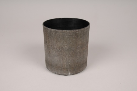 Cache-pot en métal gris anthracite D10cm H10cm