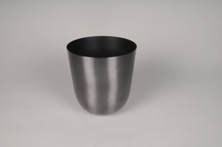 Cache-pot en métal noir D18cm H19cm