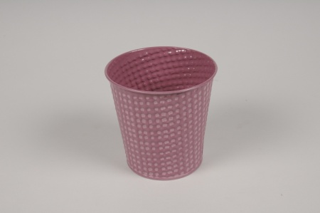 Cache-pot en zinc framboise D11cm H10.5cm