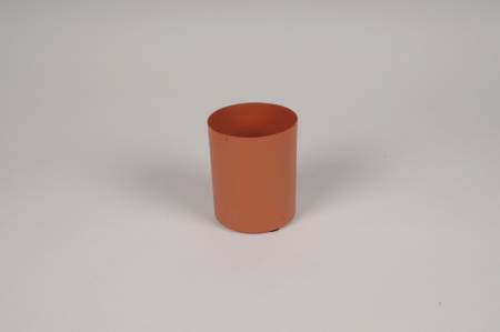 Vase cylindre en métal orange D8cm H10cm