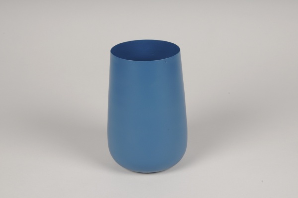 Vase en mtal bleu D10cm H15cm