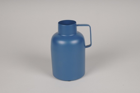 Vase en métal bleu D10cm H16cm