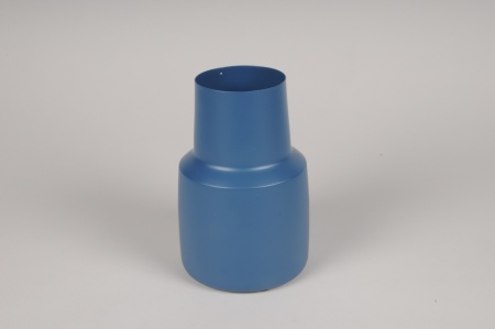 Vase en métal bleu D11.5cm H18cm