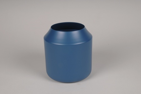 Vase en métal bleu D15cm H16.5cm