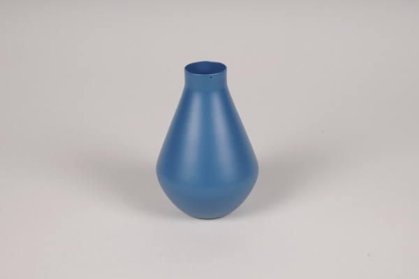 Vase en mtal bleu D9cm H13.5cm