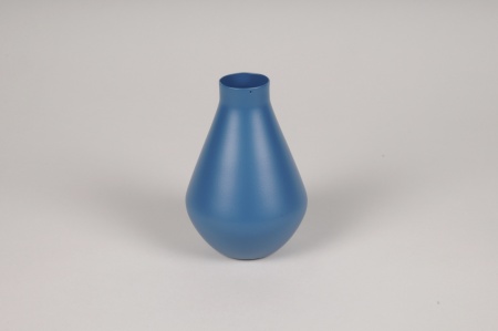 Vase en métal bleu D9cm H13.5cm