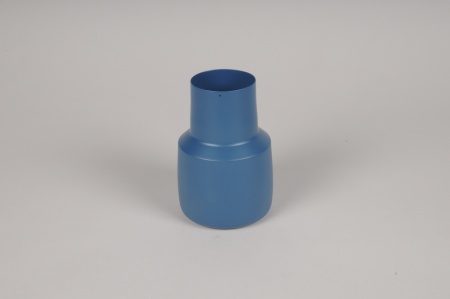 Vase en métal bleu D9cm H13.5cm