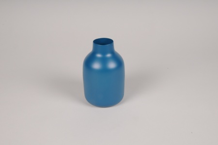 Vase en métal bleu D9cm H14cm