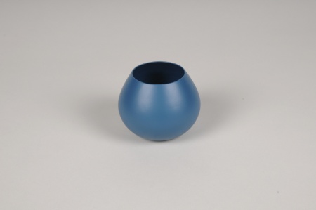 Vase en métal bleu D9cm H7cm