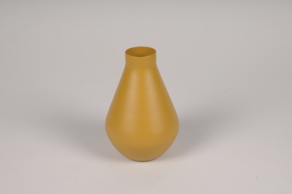 Vase en mtal moutarde D9cm H13.5cm