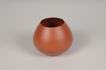 Vase en métal orange D13cm H10.5cm