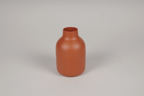 Vase en mtal orange D9cm H14cm