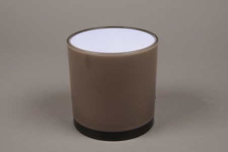 Vase cylindre en plastique marron D13.5cm H13.5cm