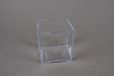 Vase en plexi cristal cube transparent 10x10cm H10cm