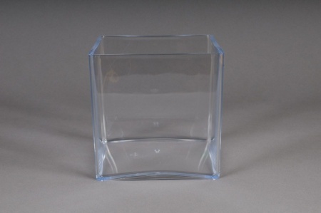 Vase en plexi cristal cube transparent 15x15cm H15cm