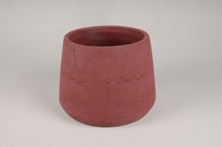 Cache-pot en béton bordeaux D23cm H17cm