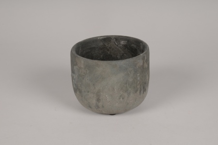 Cache-pot en béton gris D12.5cm H10.5cm