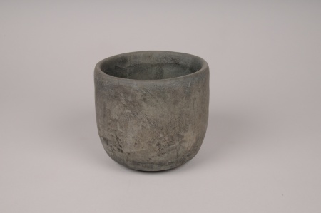 Cache-pot en béton gris D14cm H13cm